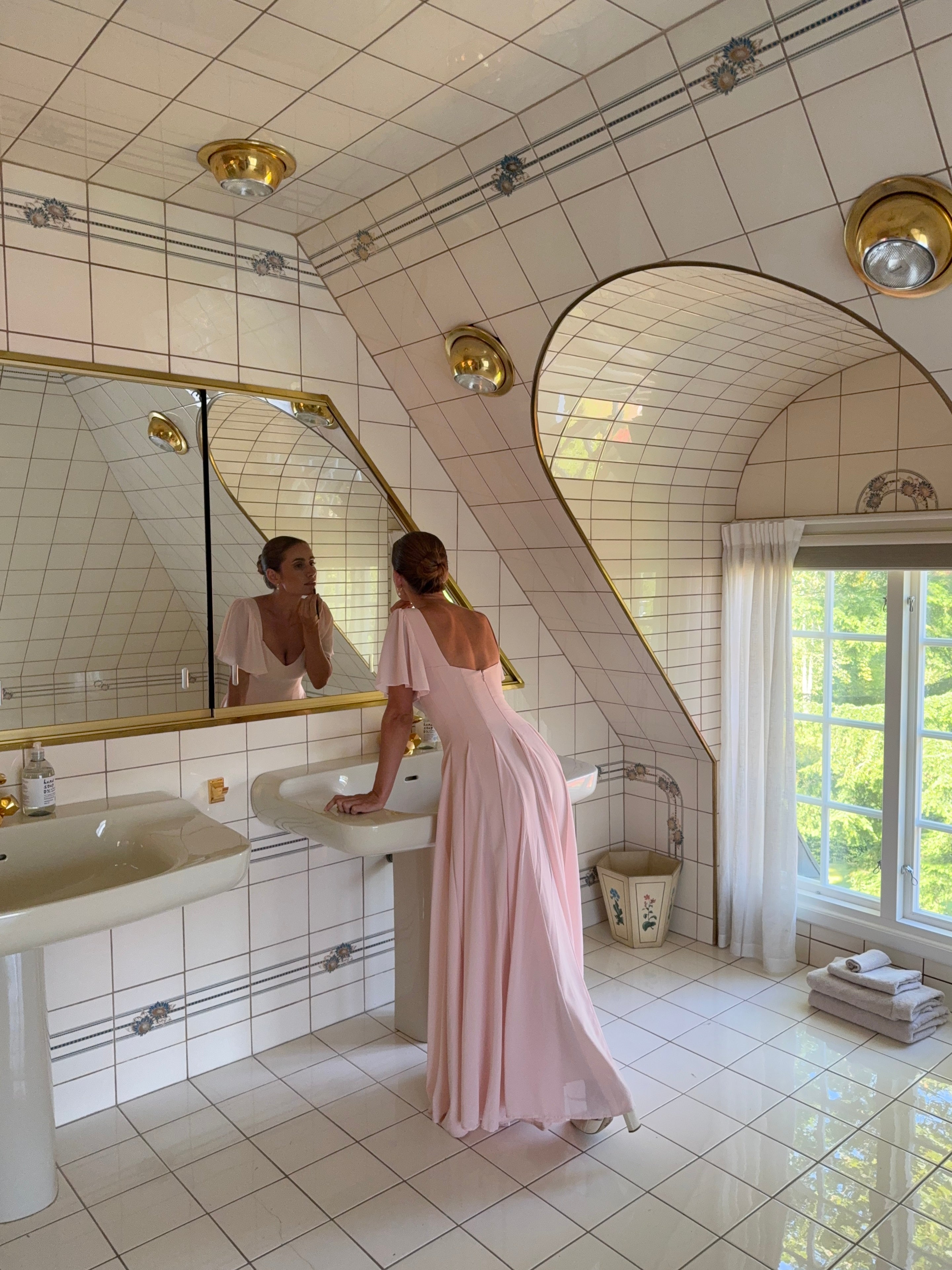 Alette Maxi Dress Flutter Sleeves Blush