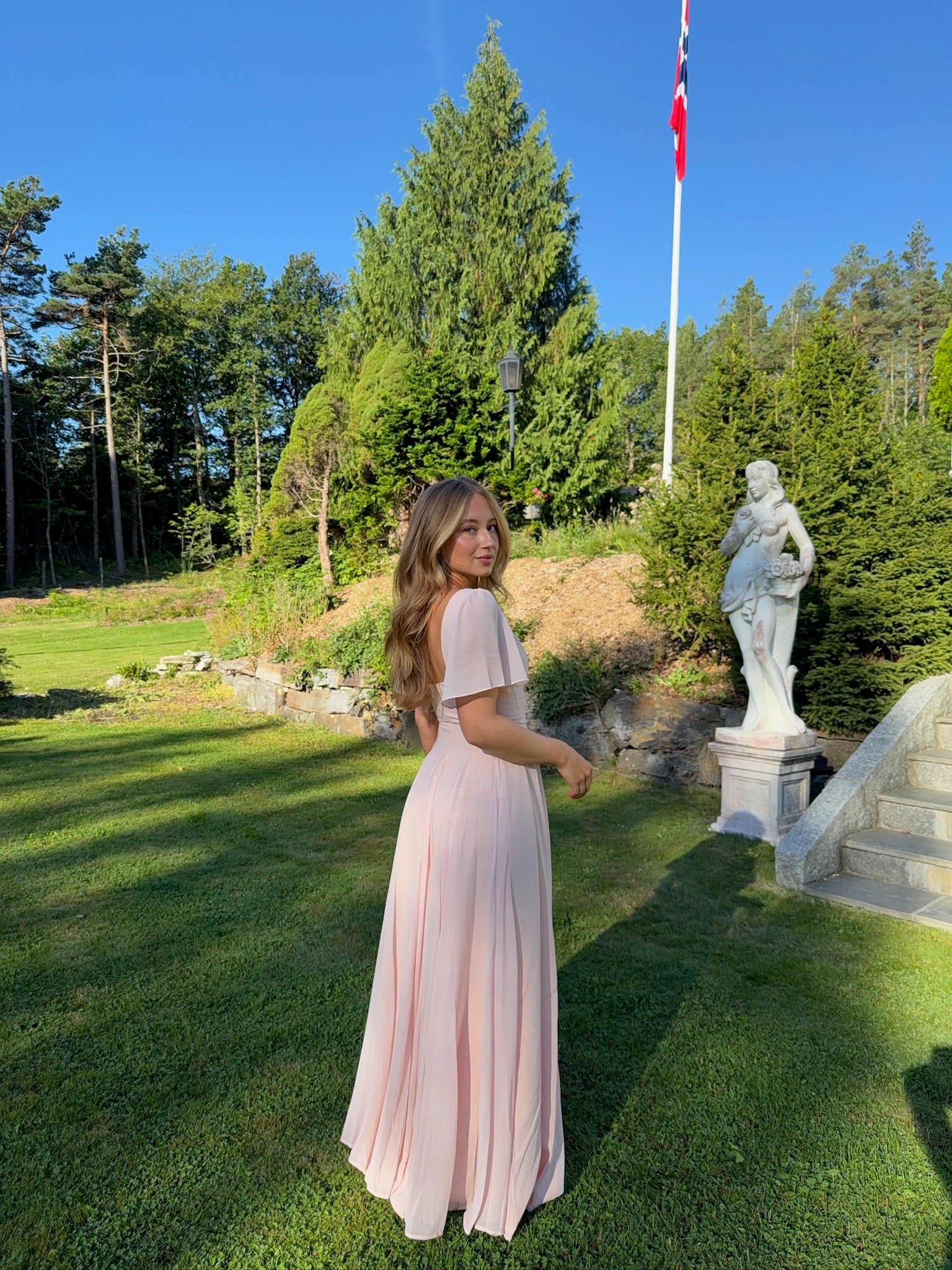 Alette Maxi Dress Flutter Sleeves Blush