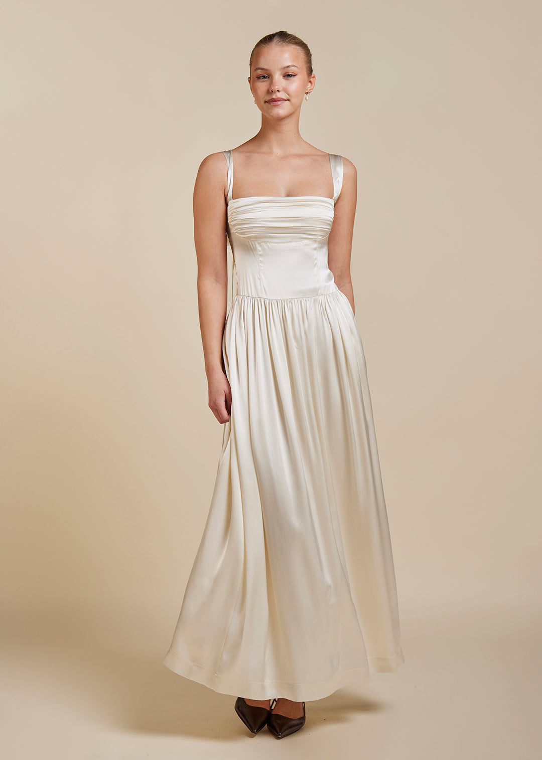 Elsa Maxi Dress Ivory 100% Silk