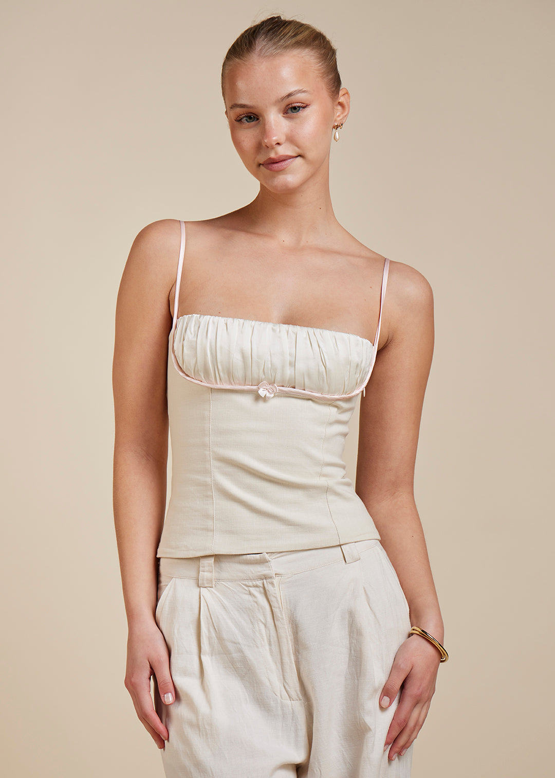 Sofie bustier Ivory & pink