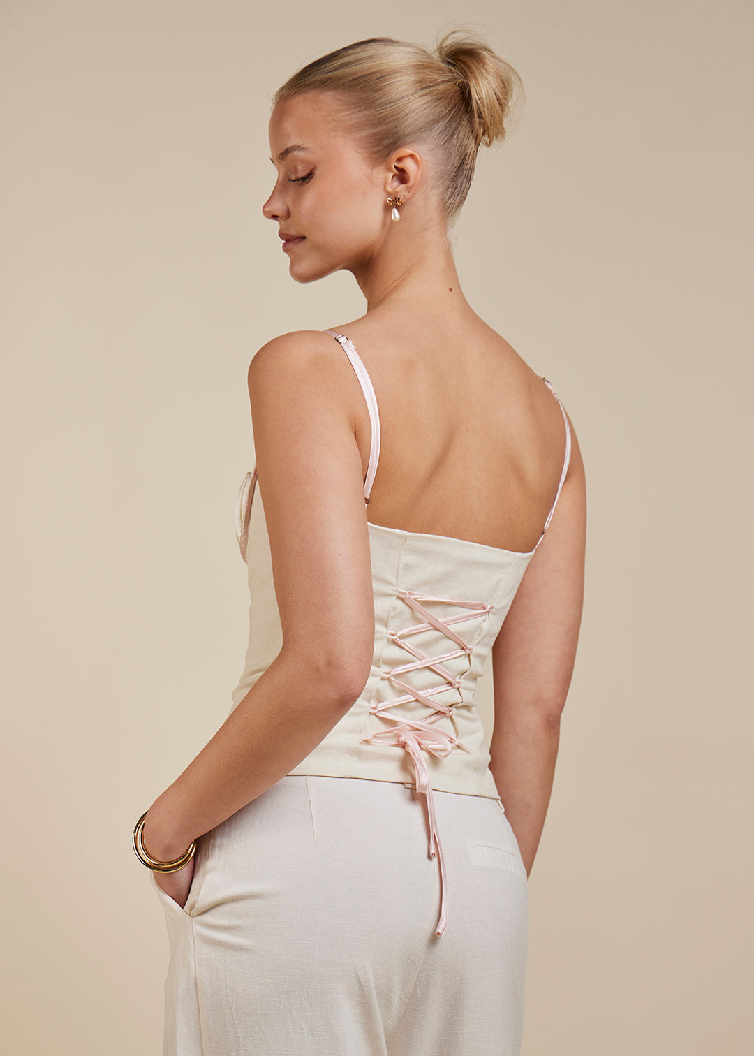 Sofie bustier Ivory & pink