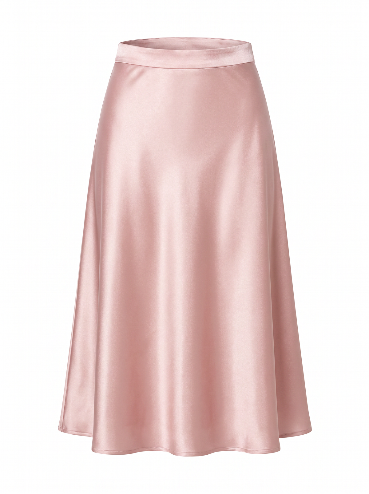 Nora Bias-Cut Satin Midi Skirt Pink