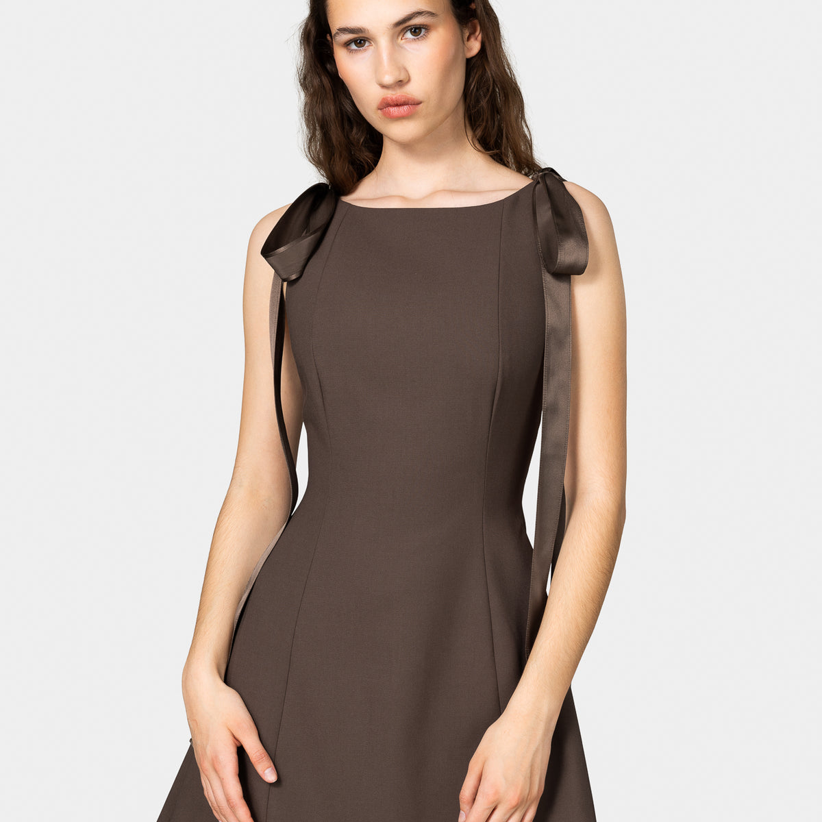 Olava forme ribbon-detail mini dress brown Olava forme ribbon-detail mini dress brown