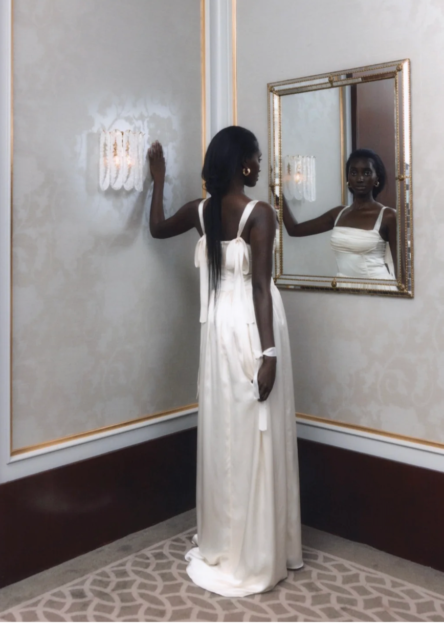 Elsa Maxi Dress Ivory Silk with Train