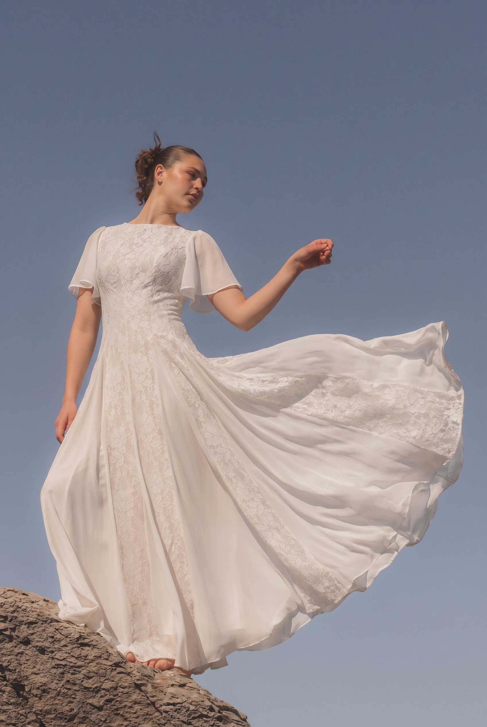 Ylva Maxi Dress Flutter Sleeve White
