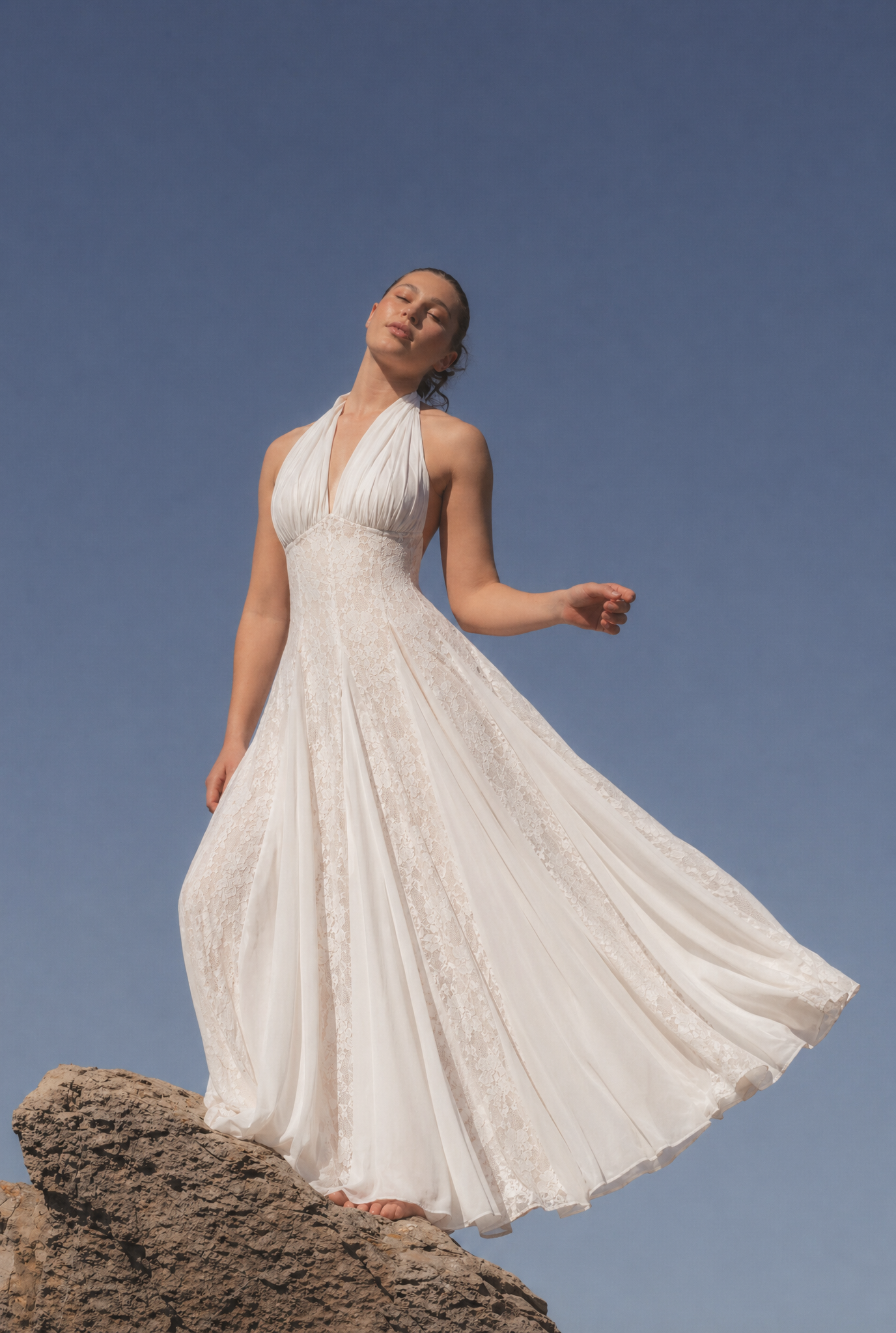 Ylva Maxi Dress Halter Neck White