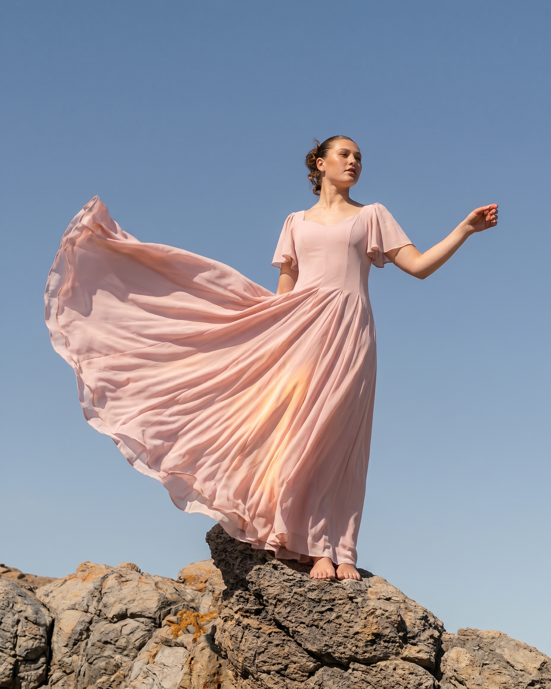 Model in pink dress perfect for weddings