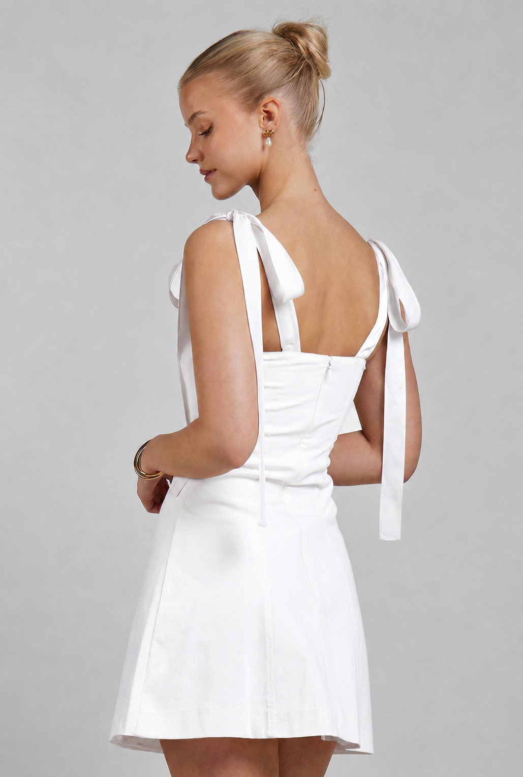 Ella fitted mini dress white