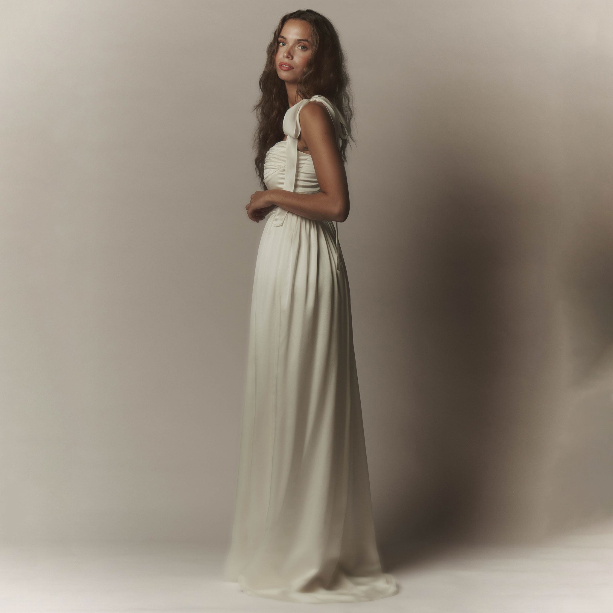 Elsa Maxi Dress Ivory Silk with Train