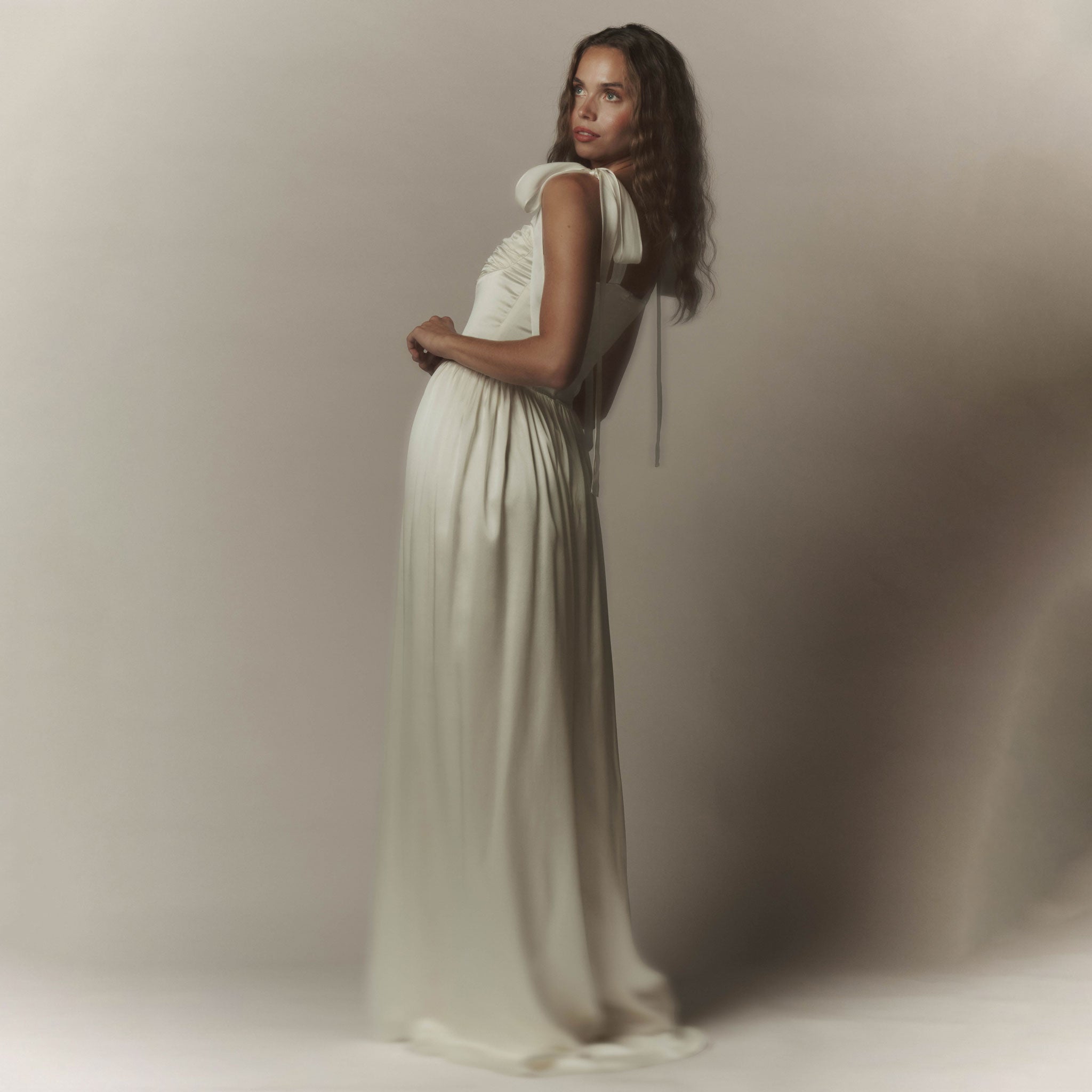 Elsa Maxi Dress Ivory Silk with Train