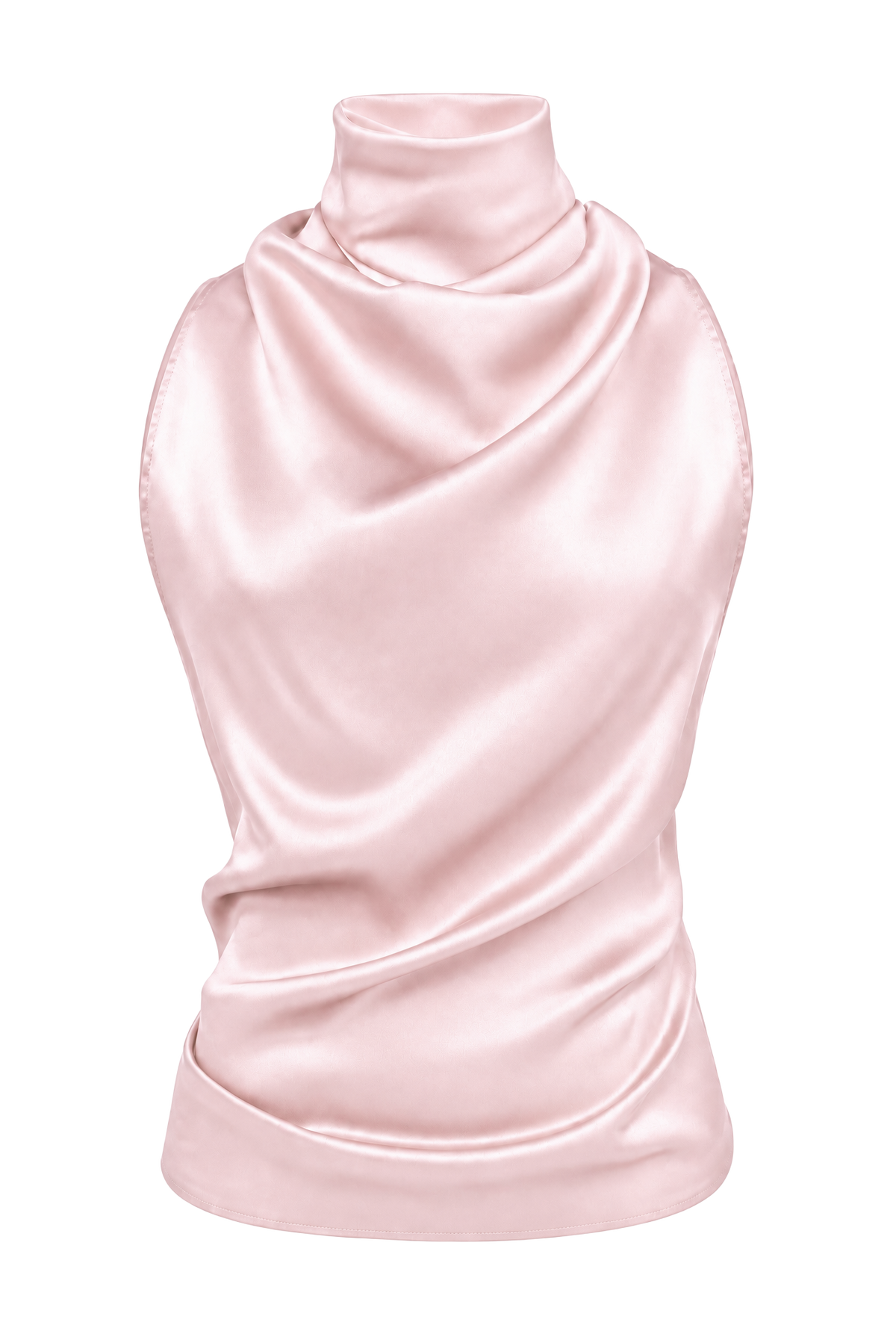 Helena High-Neck Silk Halter Top Light Pink