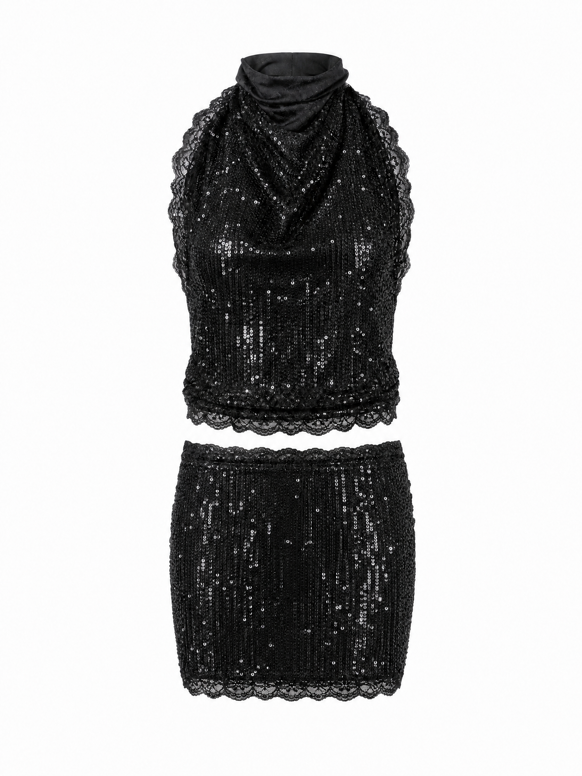 Helena Sequin Mini Skirt Black