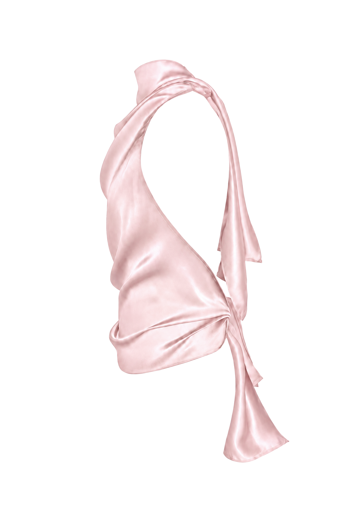 Helena High-Neck Silk Halter Top Light Pink
