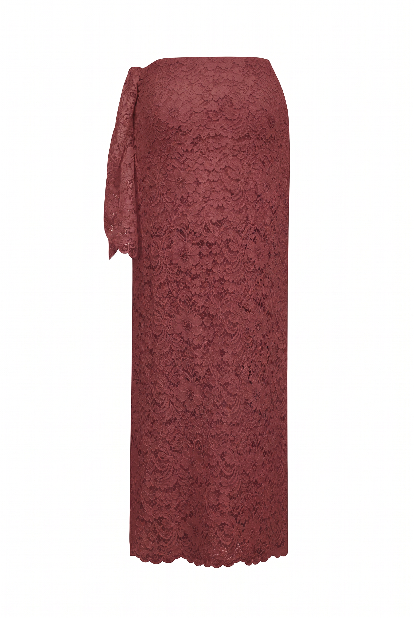 Helena Wrap Tie Lace Skirt Burgundy