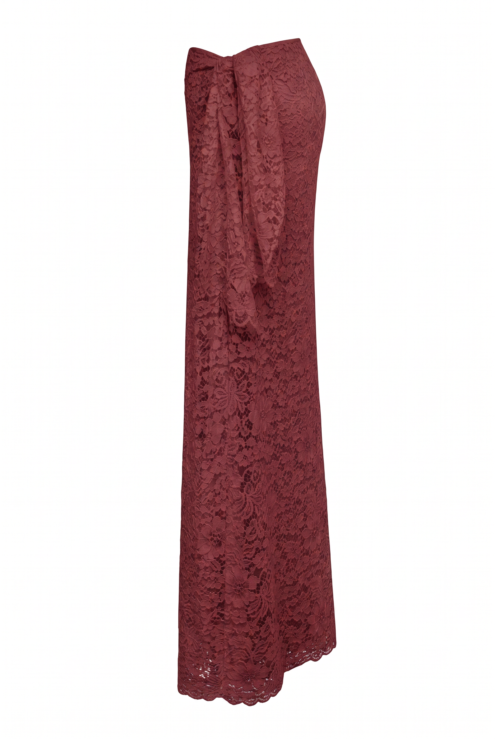 Helena Wrap Tie Lace Skirt Burgundy