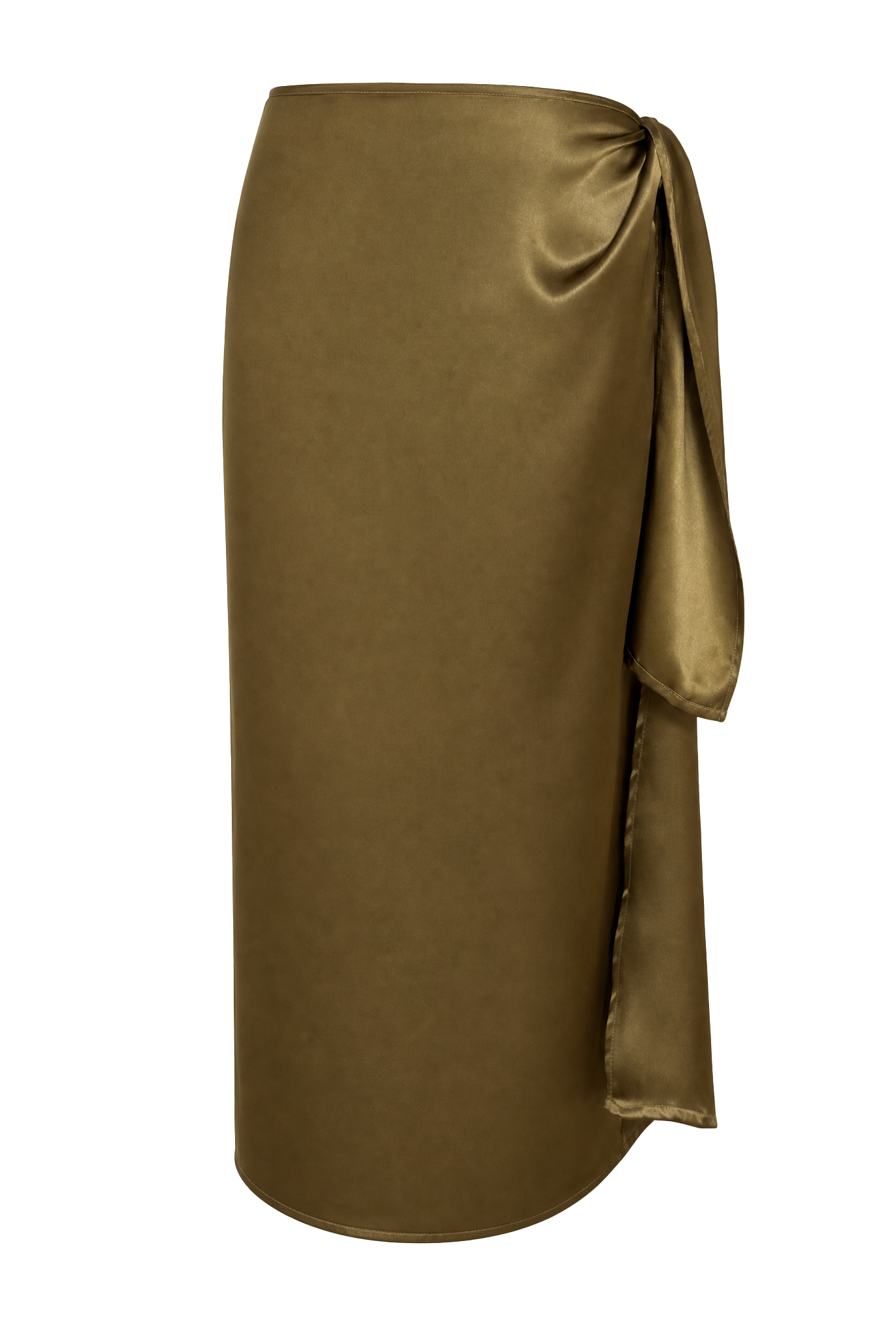 Helena Wrap Tie Silk Skirt Olive
