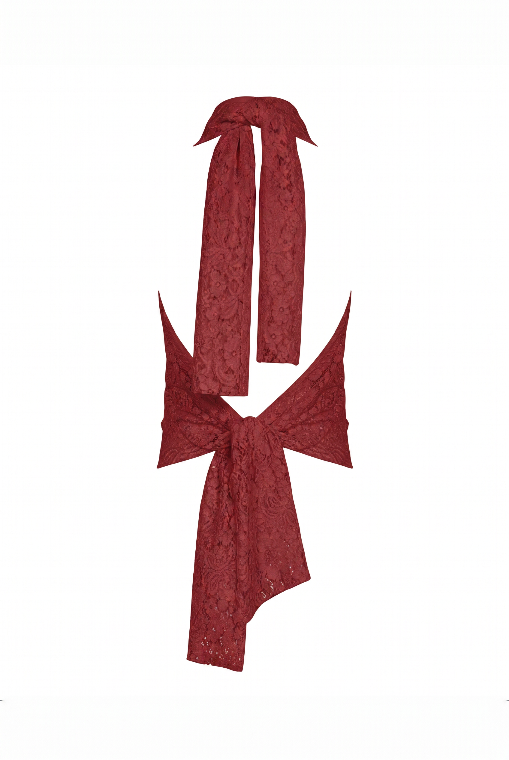 Helena High-Neck Lace Halter Top Burgundy