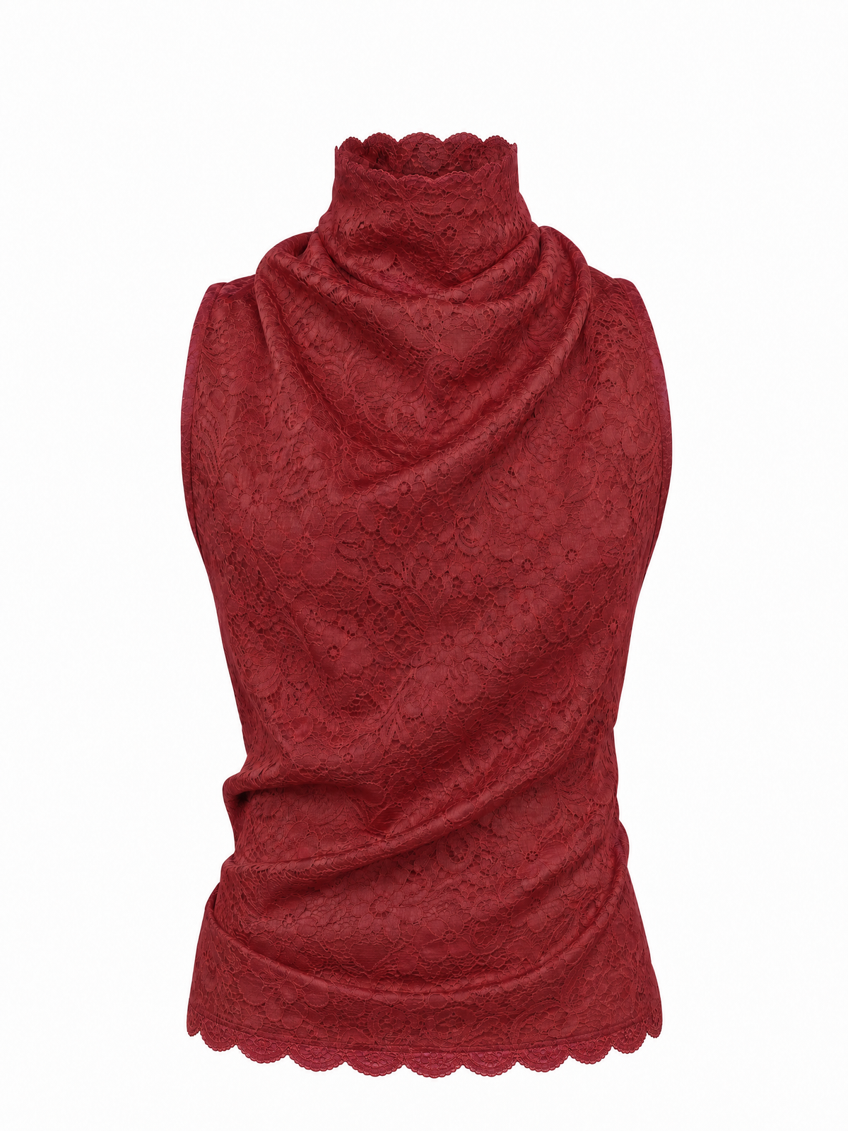 Helena High-Neck Lace Halter Top Burgundy