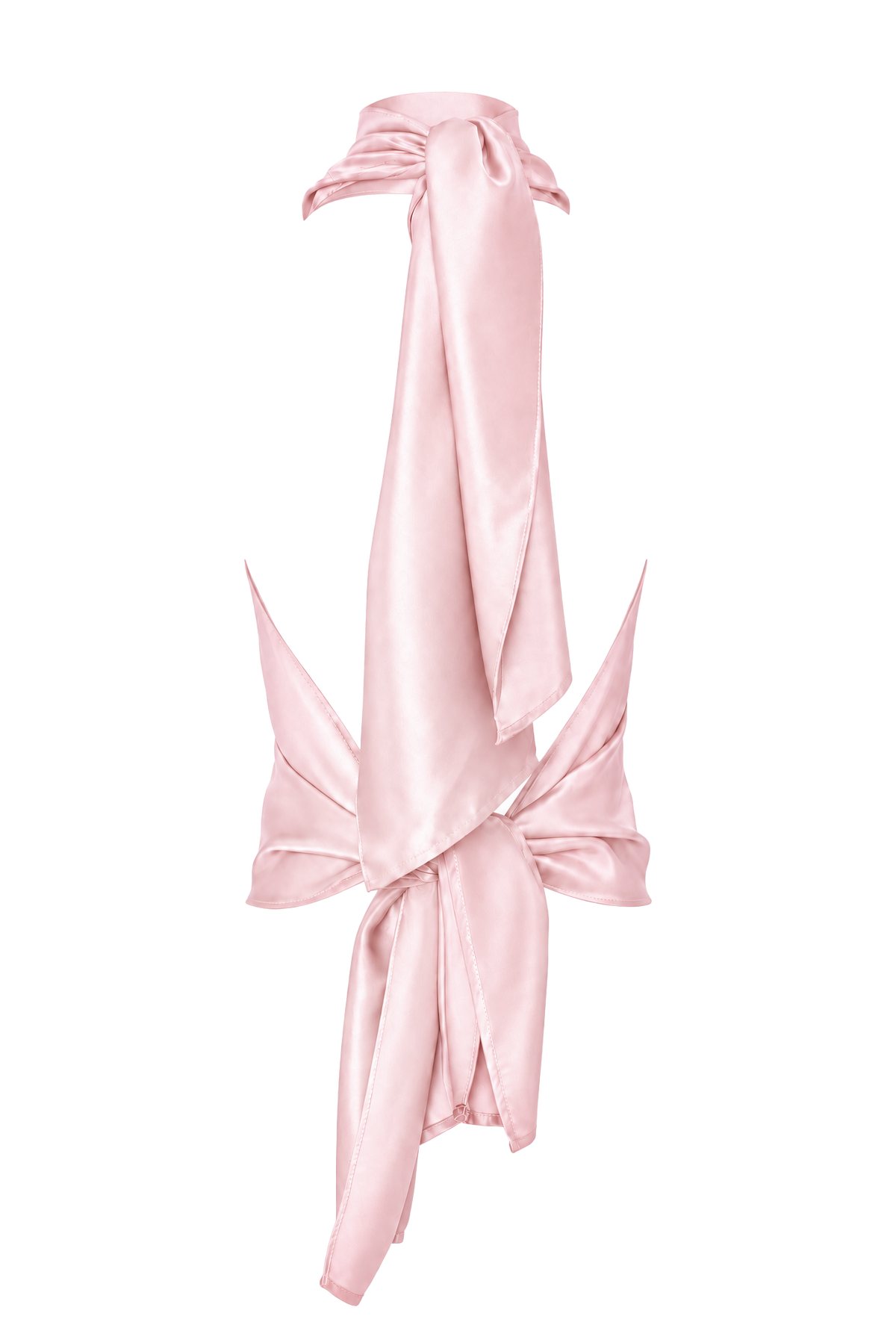 Helena High-Neck Silk Halter Top Light Pink