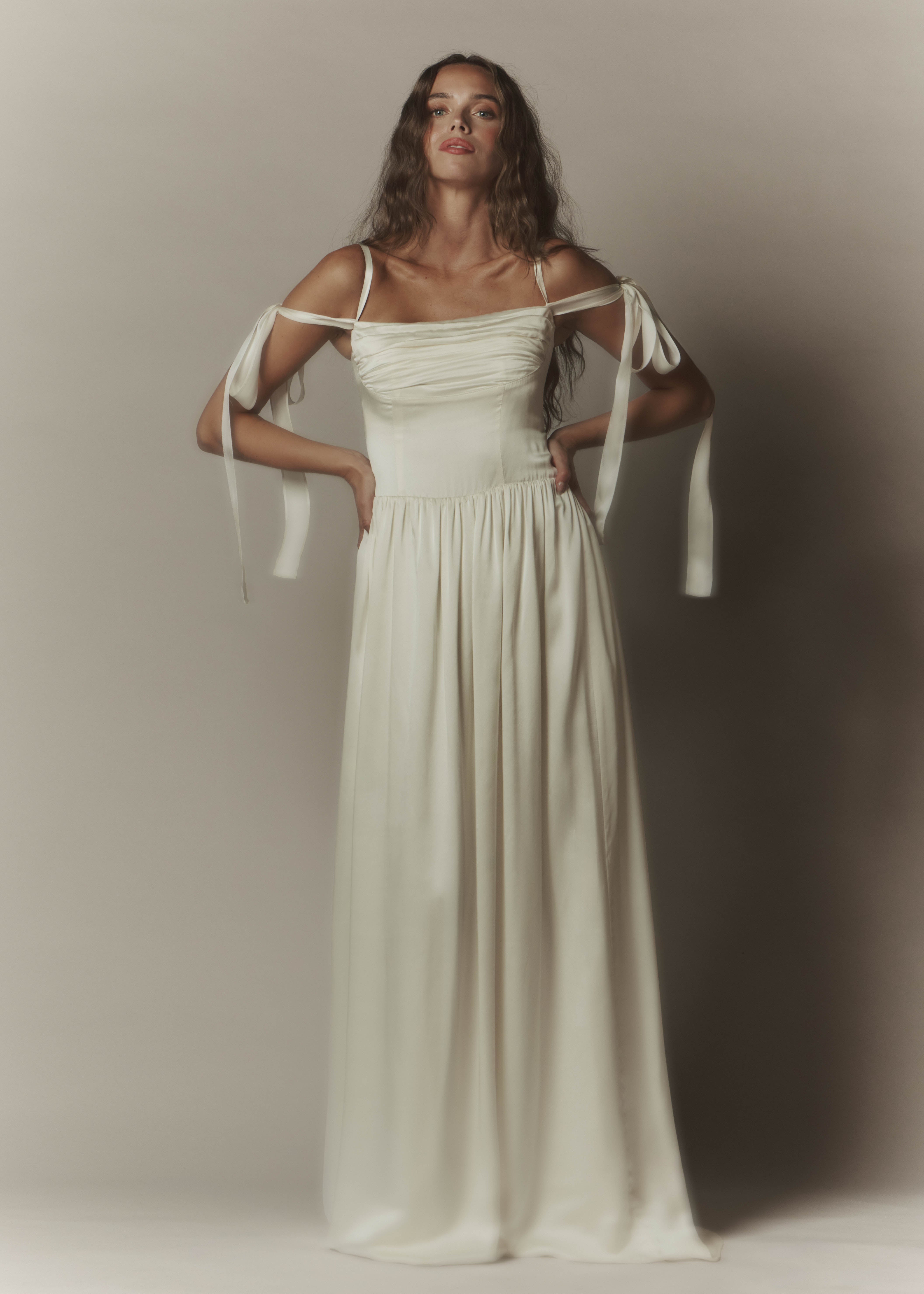 Elsa Maxi Dress Ivory Silk with Train