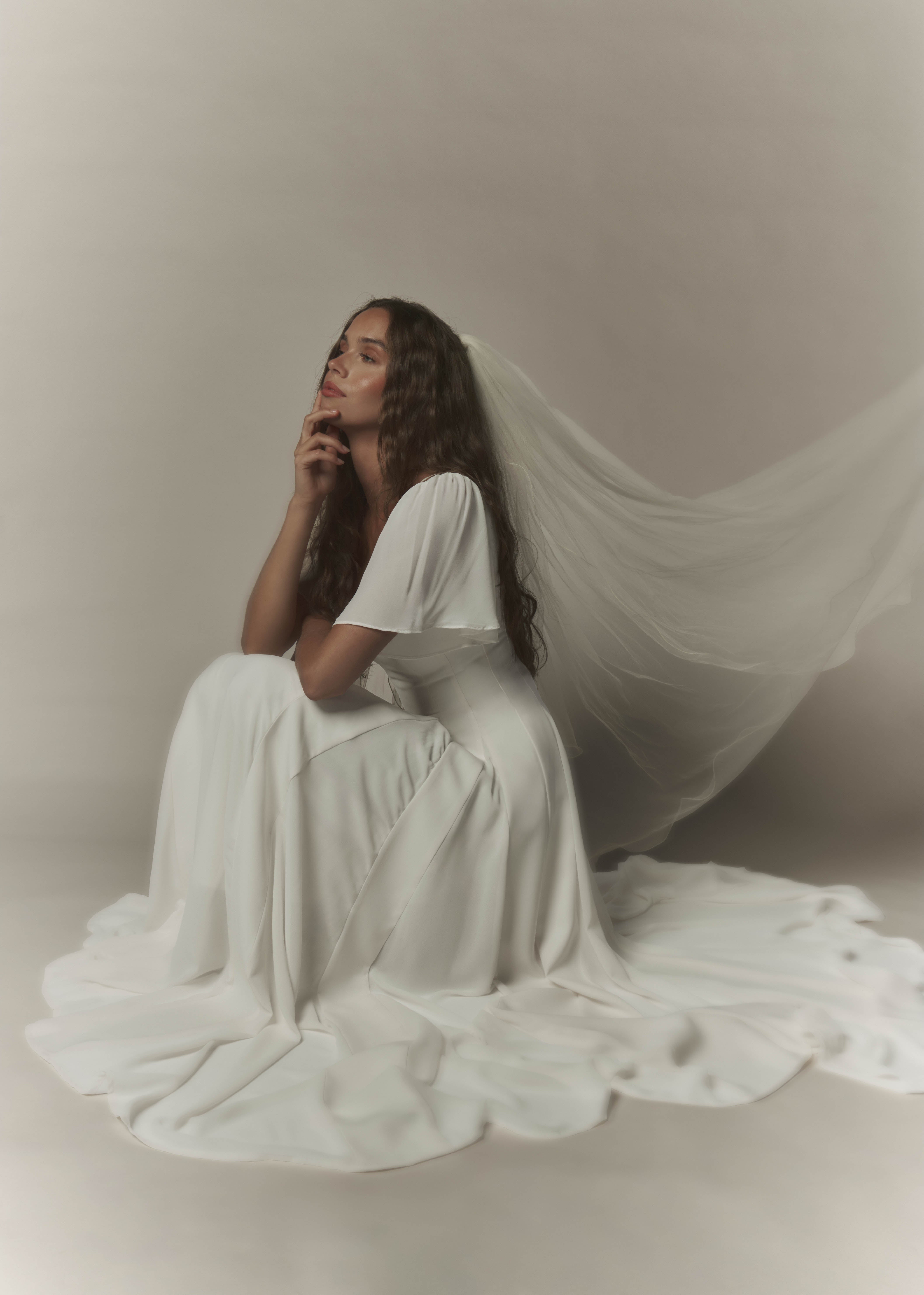 Alette Maxi Dress Flutter Sleeves White