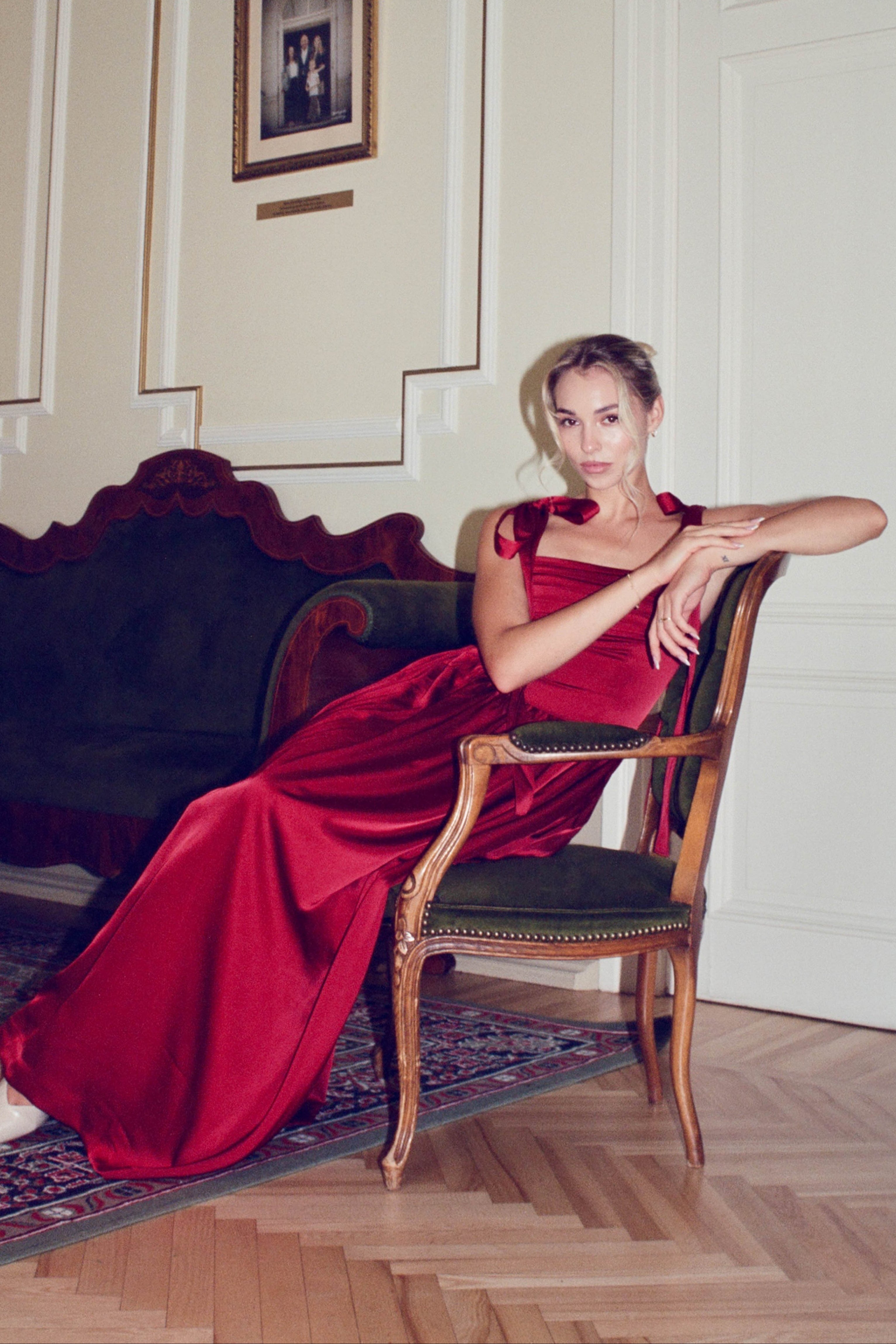 Elsa Maxi Dress Burgundy Satin