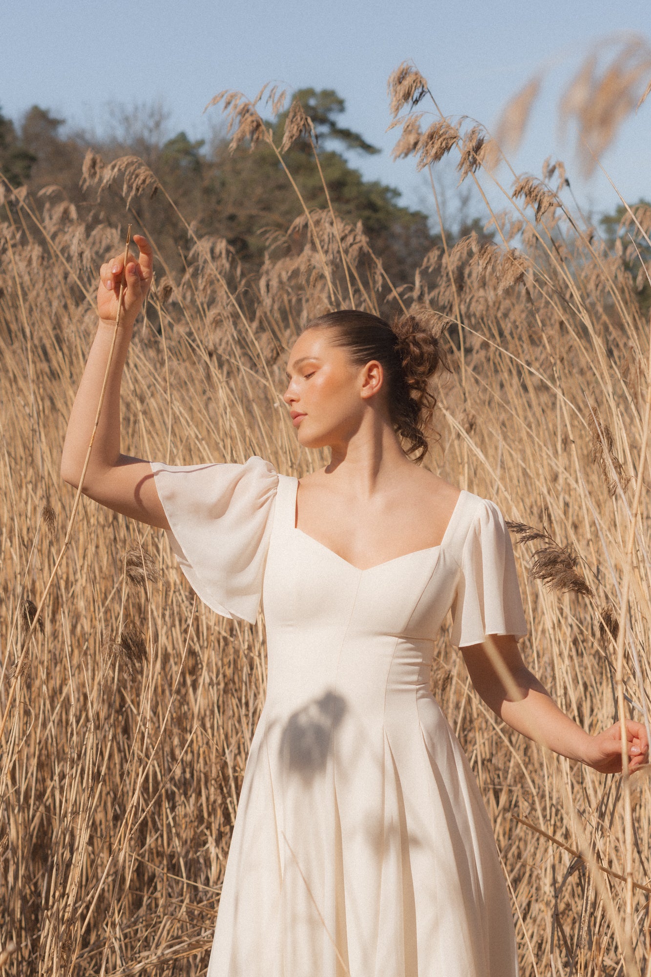 Alette Maxi Dress Flutter Sleeves – Ivory Bridal & Wedding Dress