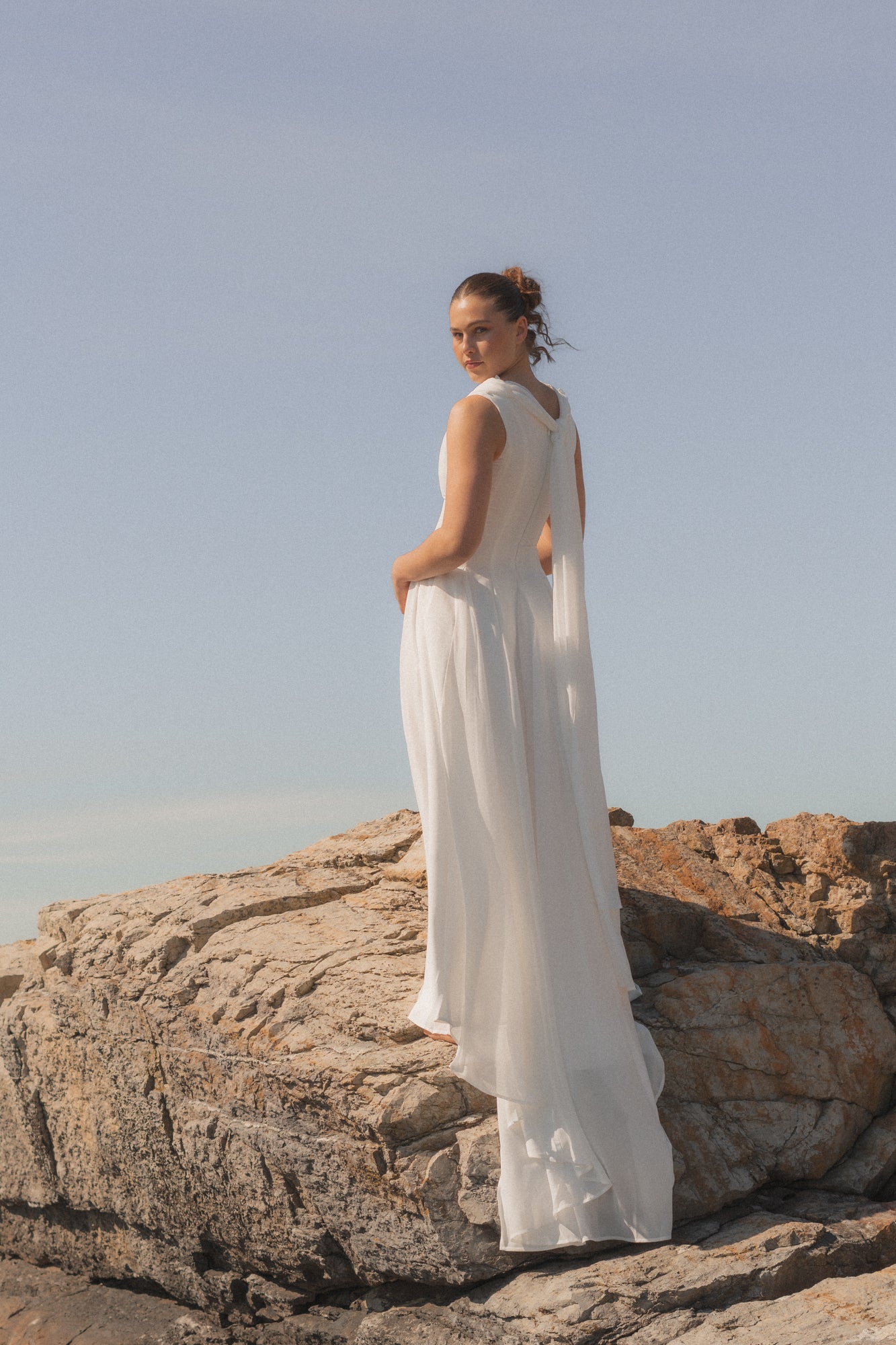 Frøya Bridal Maxi Dress with Train White