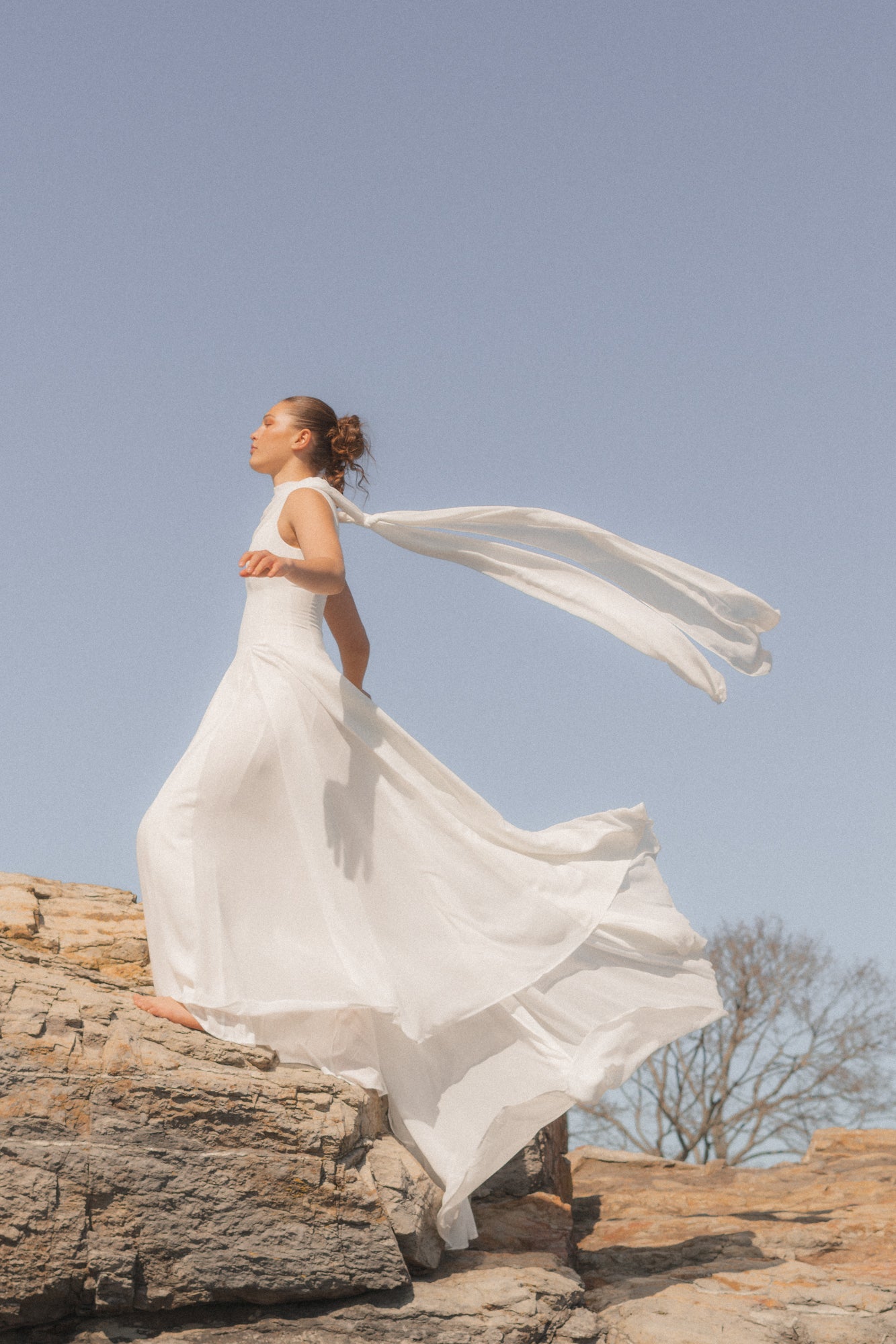 Frøya Bridal Maxi Dress with Train White