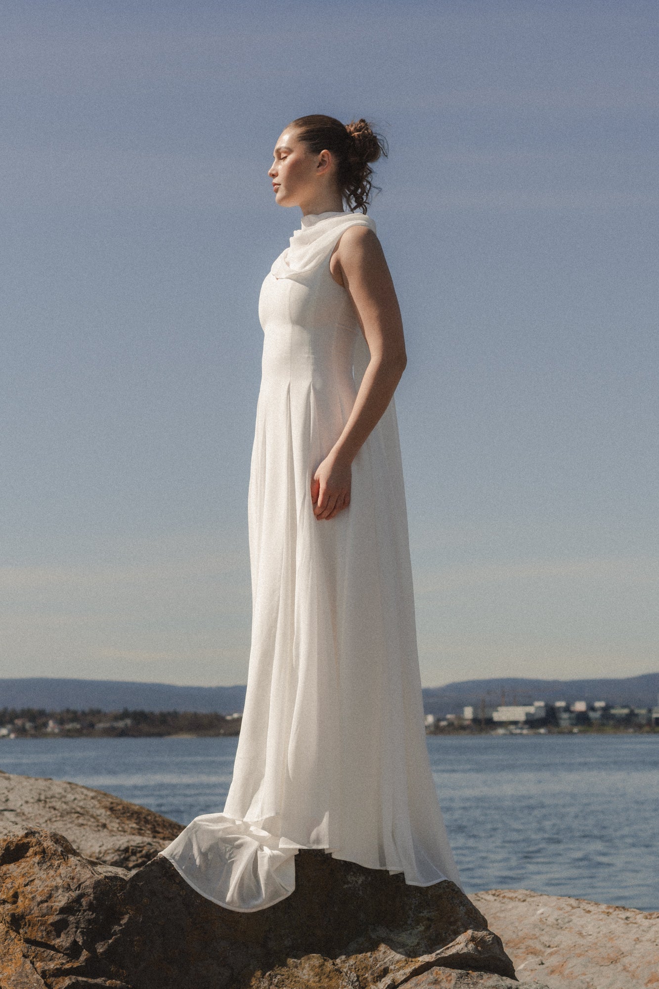 Frøya Bridal Maxi Dress with Train White