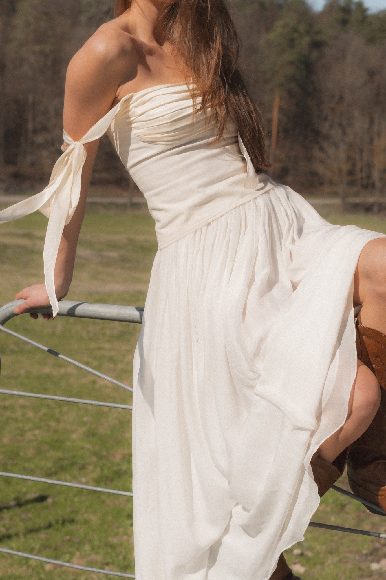Regine White Silk Chiffon Maxi Skirt – Asymmetric Hem – Bridal & Resort Wear